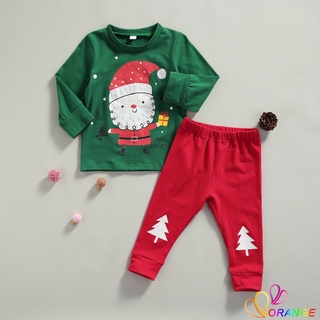 Od niño pequeño bebé navidad trajes de manga larga impresión de dibujos animados jersey Tops + árbol pantalones conjunto