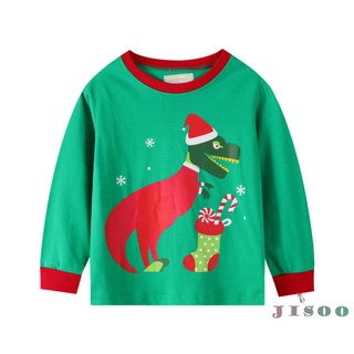 Soo-baby 2 piezas de trajes de navidad, manga larga dinosaurio copo de nieve Tops + pantalones conjunto Loungewear