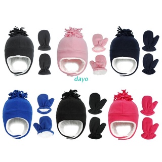 día niño bebé invierno cálido sombrero de lana y manopla conjunto de bebé niños piloto sombrero y guantes para bebé accesorios de bebé
