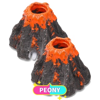 Peony 2Pcs Durable burbuja de aire piedra acuario forma volcán bomba de oxígeno tanque de peces resina práctica lavable adorno decoraciones