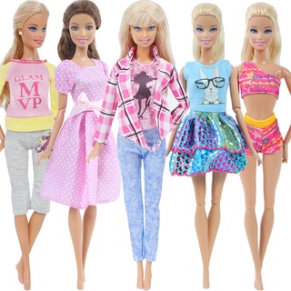 5 Conjunto de Camisa chaleco pantalones Vestido traje de baño accesorios Para muñeca Barbie (1)