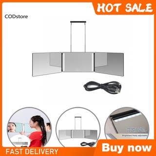 Kdcodx espejo con tres pliegues De vidrio ajustable Portátil con tres pliegues/herramienta ajustable Para el hogar