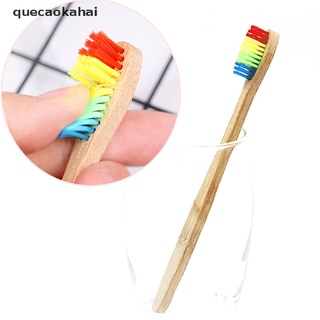 quecaokahai cepillo de dientes de bambú de cerdas medias arco iris cepillo de dientes de madera fibra de madera co