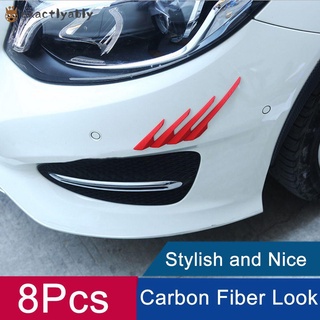 exactamente 8pcs negro azul blanco rojo coche spoiler protector guardias fibra de carbono look splitter anticolisión auto delantero parachoques aleta de goma canard valence (1)