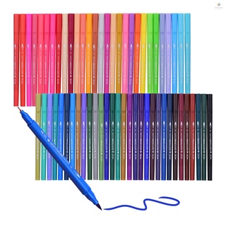 [In Stock] 60 Colors Dual Tip Flexible Brush Marker Pen 0.4mm Fineliner Tip & 1-2mm Highlighters Brush Tip for Adults Kids Drawing Painting Coloring Calligraphy