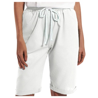 *dmgo*=moda mujer casual suelto pantalones cortos cintura elástica verano bolsillos sólido lino pantalones (2)