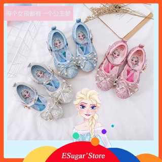 frozen elsa zapatos de los niños lentejuelas princesa danza tacón alto sandalias de fiesta zapatos de cristal