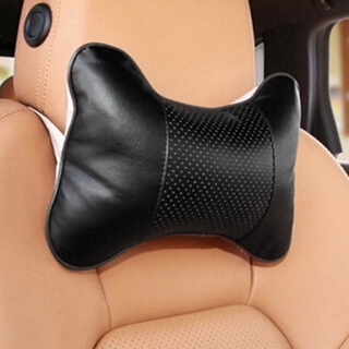 0824# Solid Bone Shape Headrest Pillow PU Leather Cloth Car Head Neck Rest Cushion