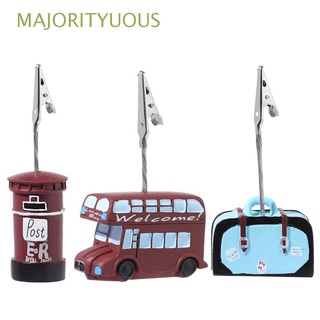 MAJORITYUOUS Desktop Decoration Creative Photo Stand Stationery Supplies Memo Clip Retro Message Card Clip Paper Clamp Bus Suitcase Fashion Office School Table Numbers Holder Note Holder