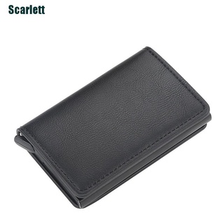 [Scarlett] Mini cartera proteger seguro titular de la tarjeta de crédito diseñador de calidad de aluminio de cuero de la PU Clip Waller monedero