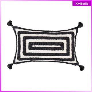 fundas de almohada geométricas suaves tufted de cuatro esquinas borla texturizada sofá decoración