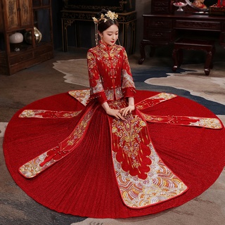 xiuhe ropa 2021 nueva boda chino tostadas vestido de novia vestido de novia antiguo disfraz de novia vestido de novia bordado kimono