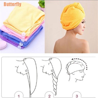 Butterfly(@) toalla de microfibra para envoltura de cabello, baño, Spa, gorro turbante, ducha seca