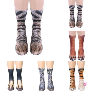 1 Pair 3D Adult Animal Paw Crew Socks Women Men Unisex Funny Printed Socks