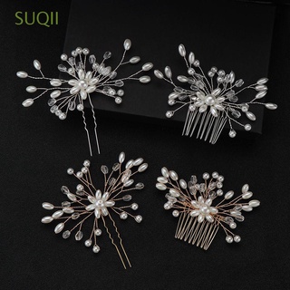 suqii moda boda accesorios de pelo mujeres novia dama de honor peine de pelo perlas flor clip de pelo elegante headwear tocado
