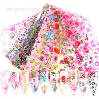Fengwunineday uñas arte estrella papel 10 bolsas de san valentín Color rosa amor cupido Eros transferencia pegatina