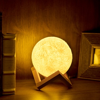 3d luna diseño de luz creativa dormitorio mesita de noche lámpara táctil luz de noche aquiver