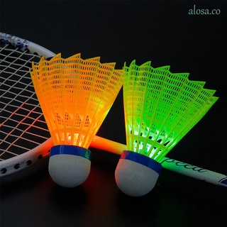 ALOSA 4Pcs LED Badminton Night Shuttlecocks Luminous Badminton Colorful Outdoor Plastic Light Up Lighting Balls Sports Training Ball/Multicolor
