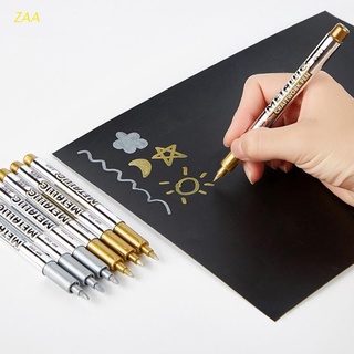 Zaa 12 pzs rotulador de pintura acrílica de resina epoxi de oro/plata/marcadores permanentes metálicos