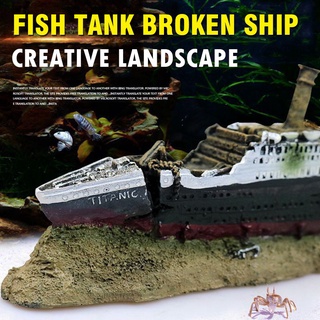 Resina Craft Titanic Lost naufragado barco barco acuario tanque de peces adorno hengma_time666