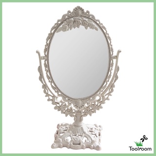Toolroom Retro espejo de tocador, tocador espejo de maquillaje ovalado 360 espejo giratorio, baño escritorio tocador espejo decoración del hogar adorno