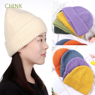 CHINK Apparel Accessories Winter Beanies Wool Hat Pure Color Thickened Women Large Size Winter Hat High Quality Warm/Multicolor