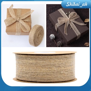 [shibai_ah] Un rollo de tela de arpillera tejida 10 yardas, cinta de árbol de navidad para manualidades, adornos de boda de yute, Natural