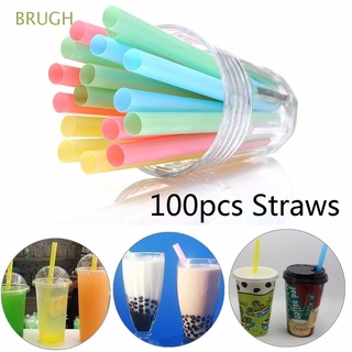 BRUGH 100pcs Drinking Straws Disposable Bar Tools Tableware Milkshake Household Multicolor Bubble Tea Plastic Party Supplies/Multicolor