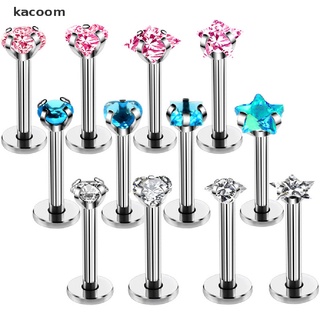 Kacoom 4PCS/Set 16G Crystal Tragus Lip Ring Ear Cartilage Stud Earring Bars Piercing CO