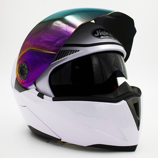 Flip up casco de motocicleta colorido Silve visera cascos de Moto cascos de Moto
