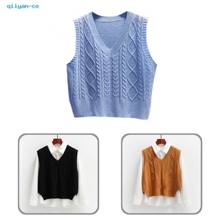 qiiyan.co Comfortable Knitted Waistcoat Twist Knitted Women Vest Sleeveless for Daily Wear