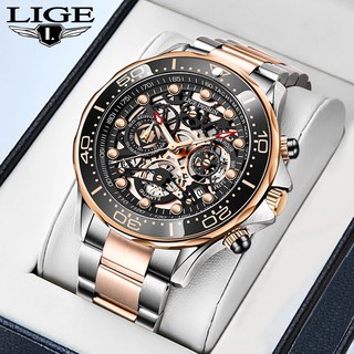 《 men watch 》 Reloj LIGE para hombre, reloj luminoso impermeable de negocios de acero inoxidable, reloj de pulsera de cuarzo deportivo de lujo para hombre
