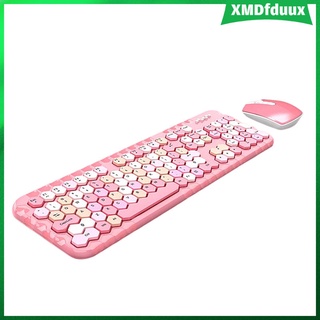 Combo de teclado y mouse inalmbricos, teclado inalmbrico retro de tamao