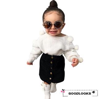 Hgl 2PCS niño niños bebé niñas de manga larga Tops Mini falda trajes ropa de otoño (3)