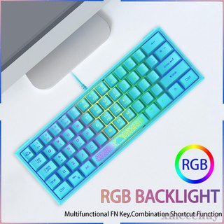 RGB Retroiluminado 62 Teclas De Juego Teclado 60 % Diseño Con Cable Para Negocios (5)