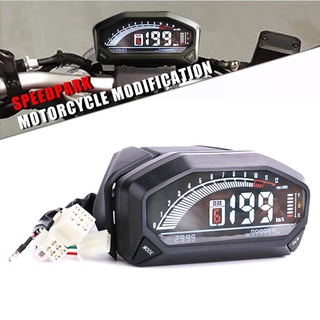 Medidor LCD Universal para motocicleta velocímetro 6 velocidades HD pantalla Digital odómetro tacómetro con Sensor accesorios (2)