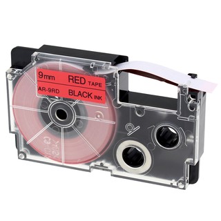 Cinta de etiquetas de 9 mm compatible con Casio ribbon XR9RD negro en rojo fabricante de etiquetas