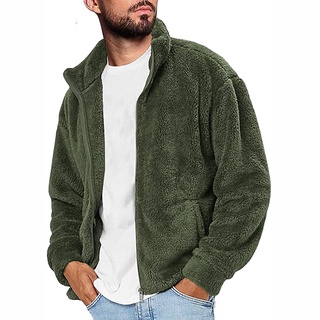 [ufas] chaqueta de sherpa para hombre, casual, invierno, cuello de pie, cremallera, outwear (3)