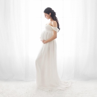 blanco sexy vestidos de maternidad para sesión de fotos fotografía props mujeres embarazo vestido de encaje largo sin tirantes maxi vestido