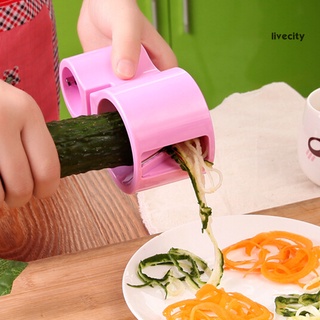 Livecity cortador de verduras portátil eficaz zanahoria pepino espiral rallador de frutas vegetales con afilador para cocina (6)