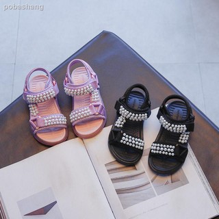 Los niños s princesa sandalias 2021 verano nuevas niñas perla playa zapatos pequeñas niñas Velcro zapatos casuales