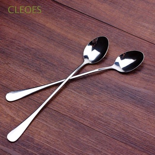 Cleoes - cucharas de lujo (2 unidades, helado, mango largo, cucharas de té, café delicado, Multicolor)