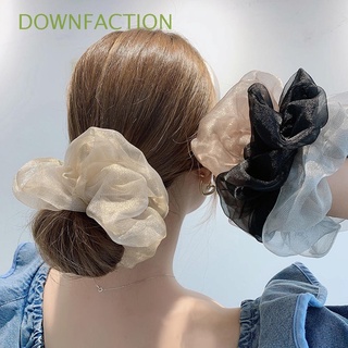 DOWNFACTION Hair Accessories Oversized Hair Scrunchies Women Ponytail Holder Mesh Hair Ring Large Intestine Hair Rope Headwear Fashion Solid Color Elastic Hair Band