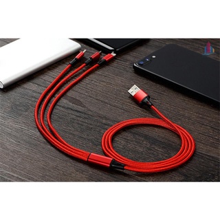 Xl Cable de datos USB trenzado de nailon de alta calidad 3 en 1 carga rápida estable transmisión de datos Cable de carga Compatible con iOS teléfono Android