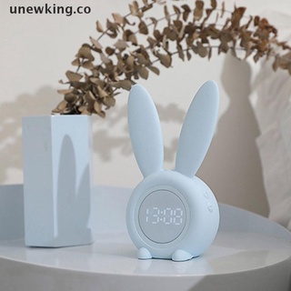 [unewking] reloj despertador digital en forma de conejo con luz de sonido led reloj de pared de mesa (4)