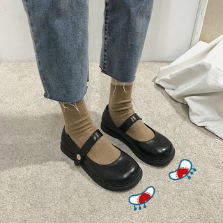 Kasut kulit wanita--suave hermana lindo pequeño zapatos de cuero Velcro mujer estudiante estilo universitario todo-partido plano Mary Jane JK uniforme