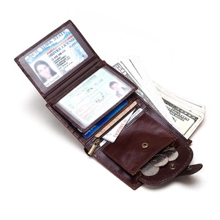 Bst - monedero de cuero con tarjeta de crédito, diseño de bolsillo, con cadena antirrobo