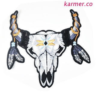 kar2 the sheep head esqueleto bordado insignia de hierro en coser parche para ropa chaquetas jeans mochila gorras