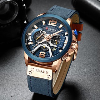 CURREN relojes para hombre de la mejor marca de moda deportes de lujo de cuero de cuarzo impermeable 8329L