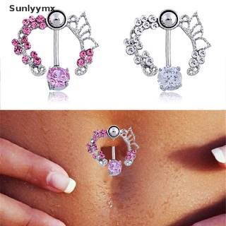 [SNL] Rhinestone Flower Navel Rings Belly Button Bar Ring Dangle Body Piercing Jewelry YMX
